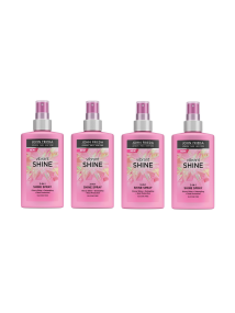 4x John Frieda Vibrant Shine 3-in-1 Shine Spray 150ml, Glossy Shine, Detangling, Heat Protection , Silicone Free